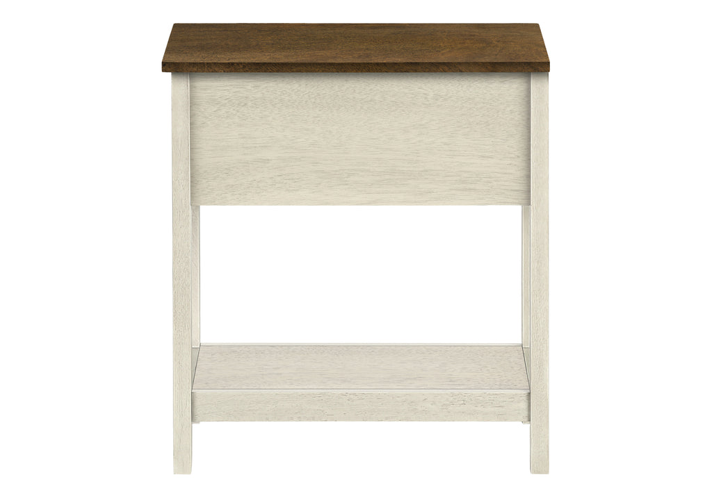 ACCENT TABLE - 24""H / ANTIQUE WHITE / ESPRESSO VENEER