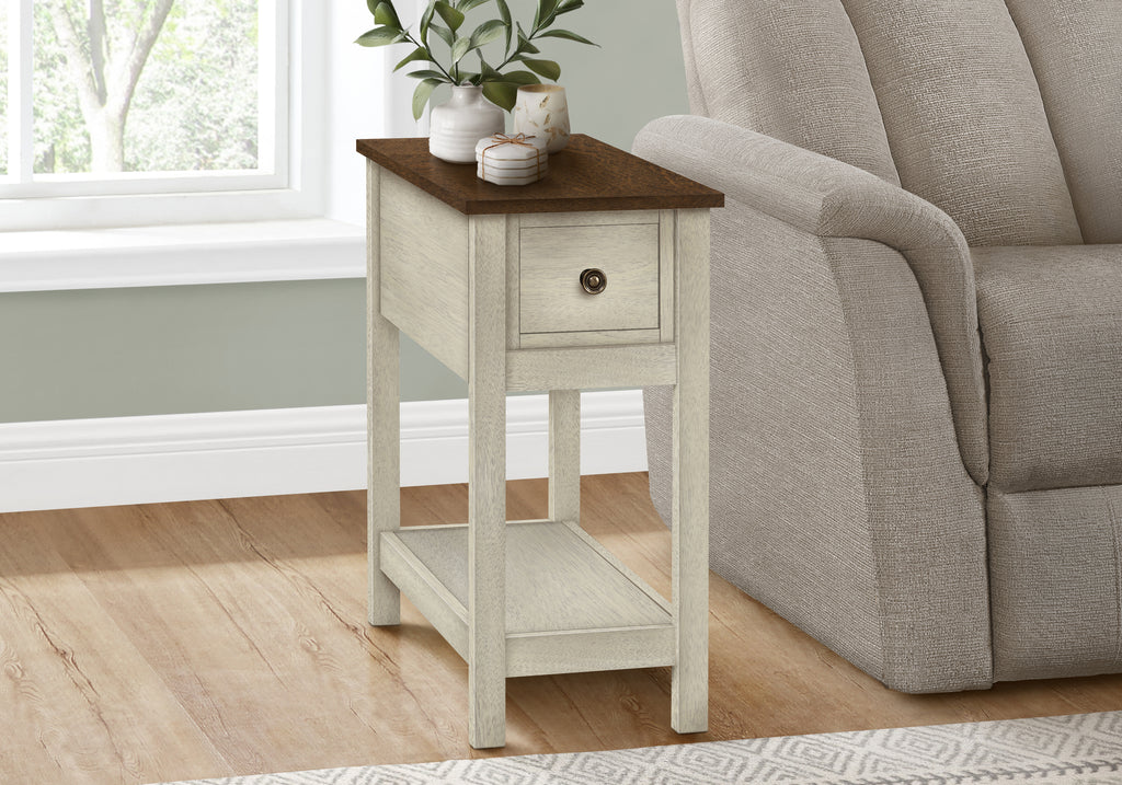 ACCENT TABLE - 24""H / ANTIQUE WHITE / ESPRESSO VENEER