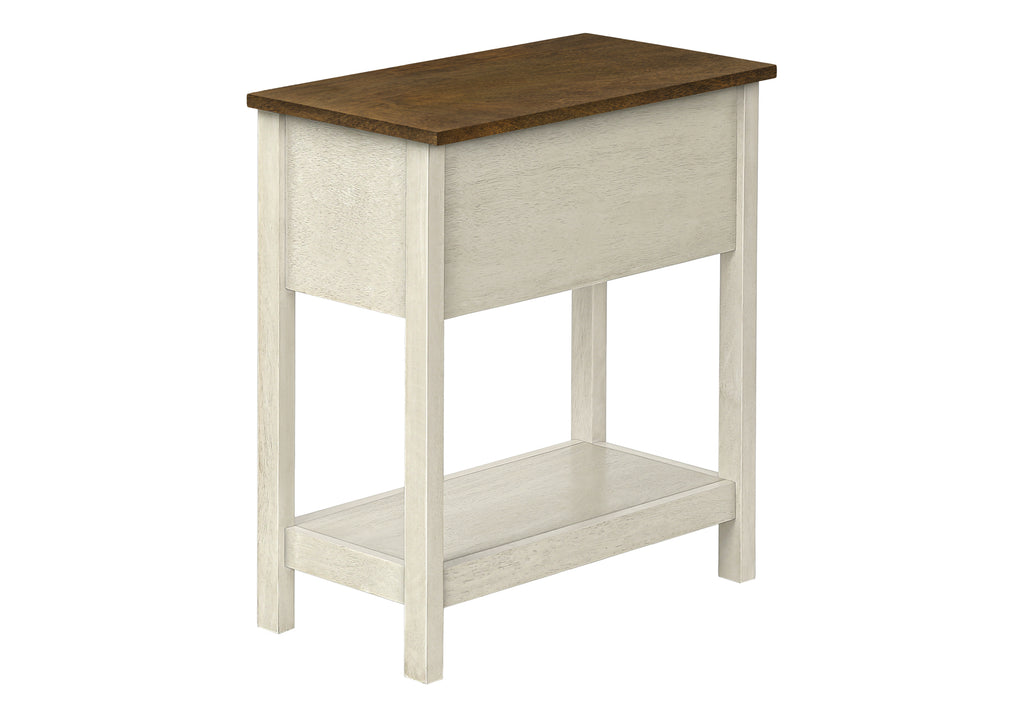 ACCENT TABLE - 24""H / ANTIQUE WHITE / ESPRESSO VENEER