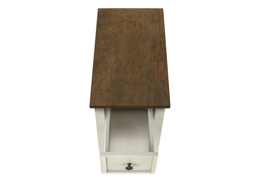 ACCENT TABLE - 24""H / ANTIQUE WHITE / ESPRESSO VENEER