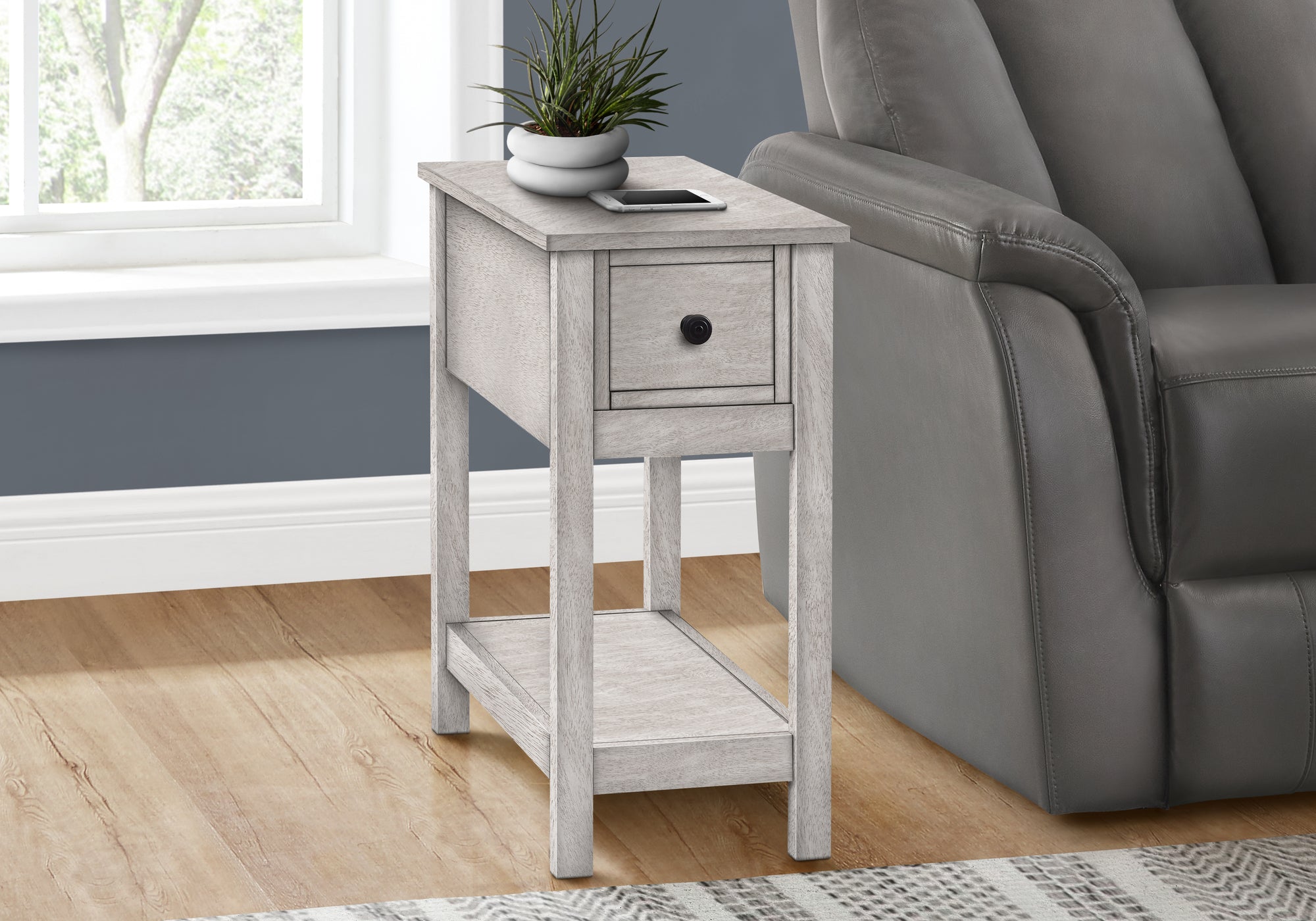 ACCENT TABLE - 24""H / WASHED GREY VENEER END TABLE