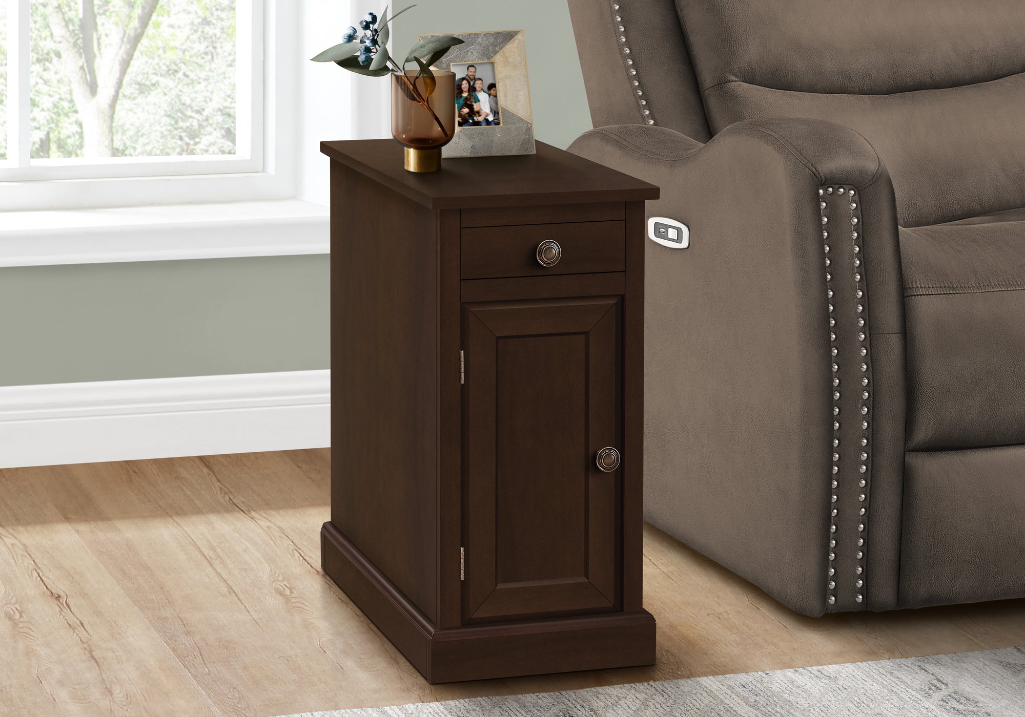 ACCENT TABLE - 24""H / ESPRESSO VENEER END TABLE