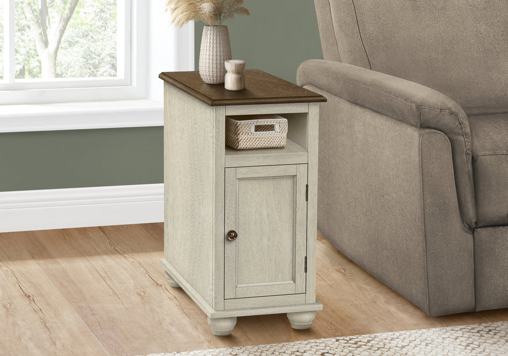 ACCENT TABLE - 24""H / ANTIQUE WHITE / ESPRESSO VENEER