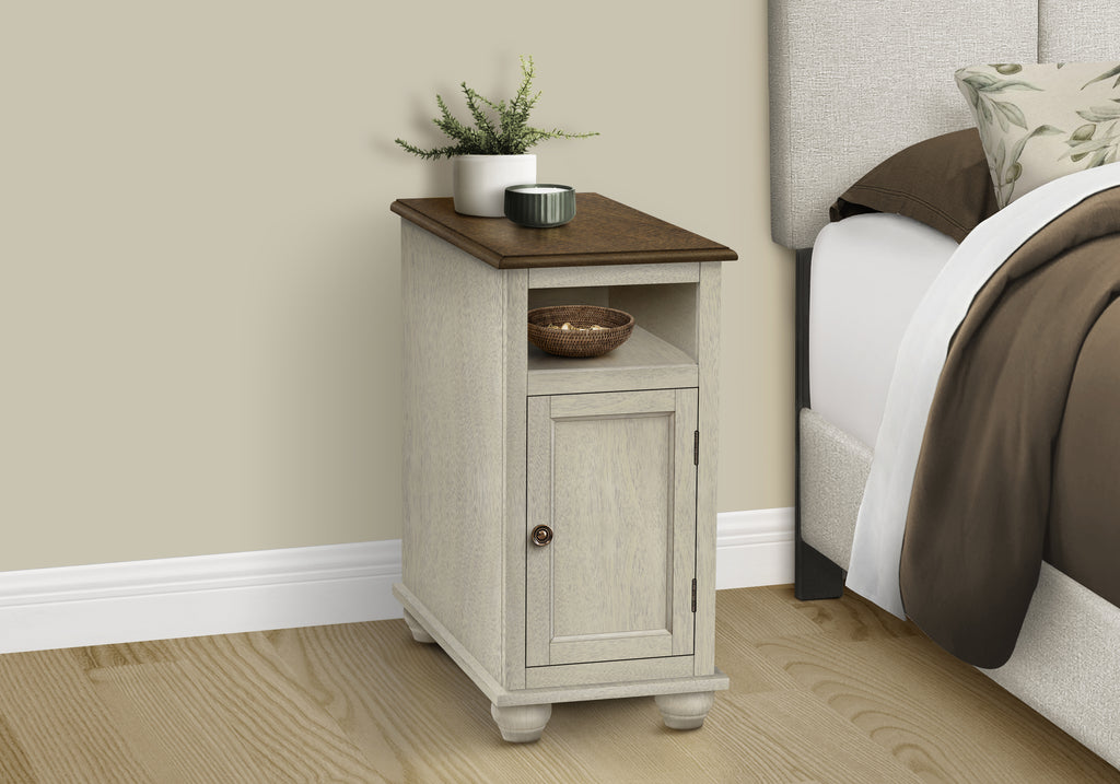 ACCENT TABLE - 24""H / ANTIQUE WHITE / ESPRESSO VENEER