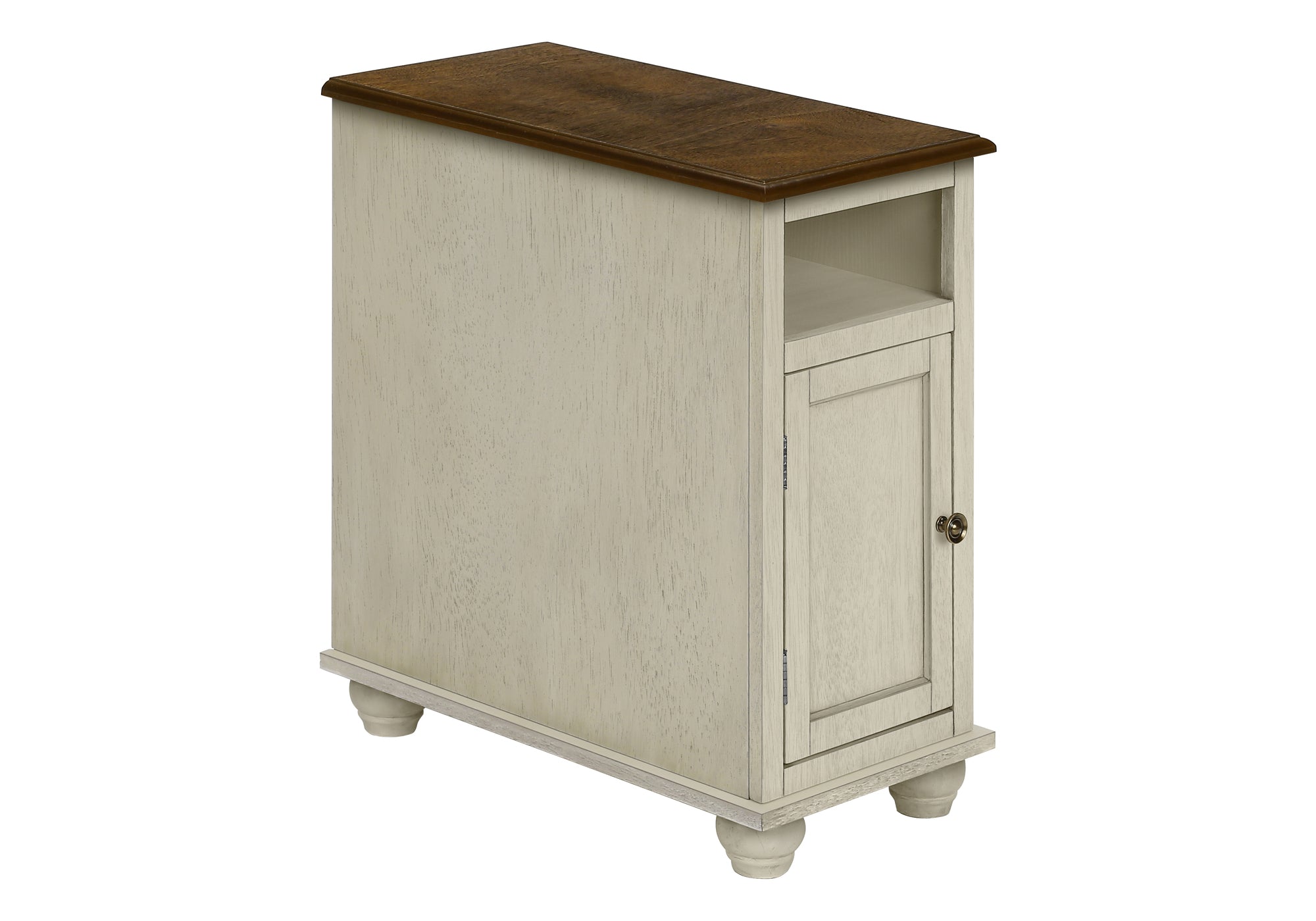 ACCENT TABLE - 24""H / ANTIQUE WHITE / ESPRESSO VENEER