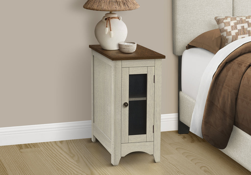 ACCENT TABLE - 24""H / ANTIQUE WHITE / ESPRESSO VENEER