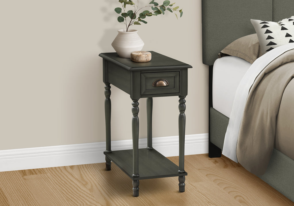 ACCENT TABLE - 24""H / DARK GREEN VENEER END TABLE