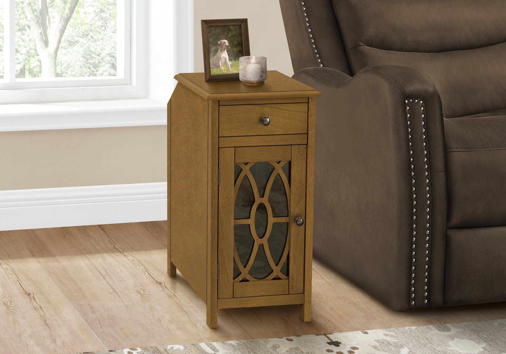 ACCENT TABLE - 24""H / DARK TAUPE VENEER END TABLE