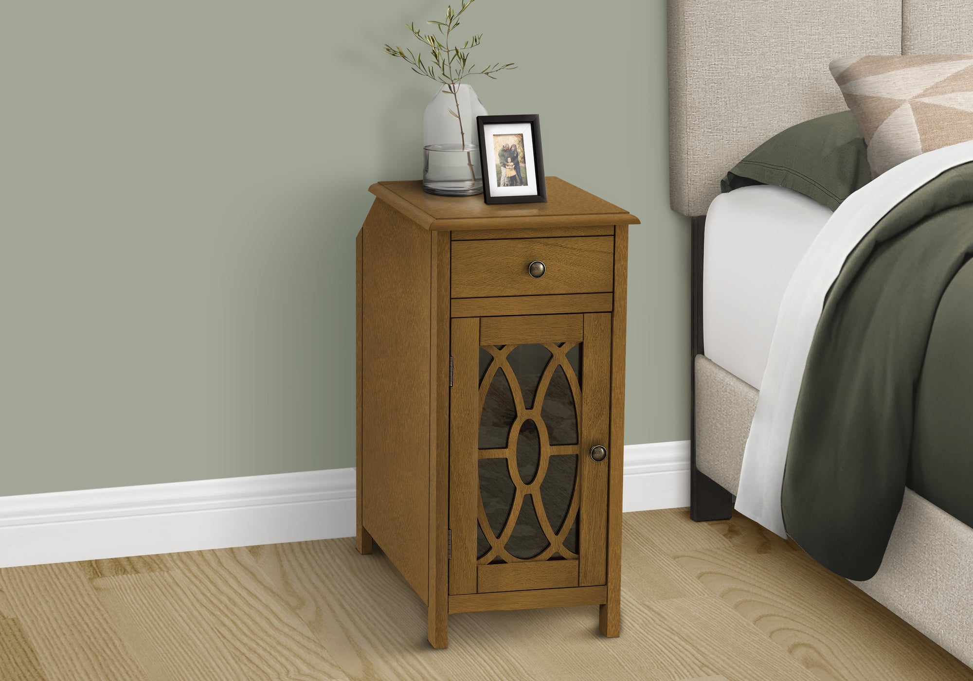ACCENT TABLE - 24""H / DARK TAUPE VENEER END TABLE