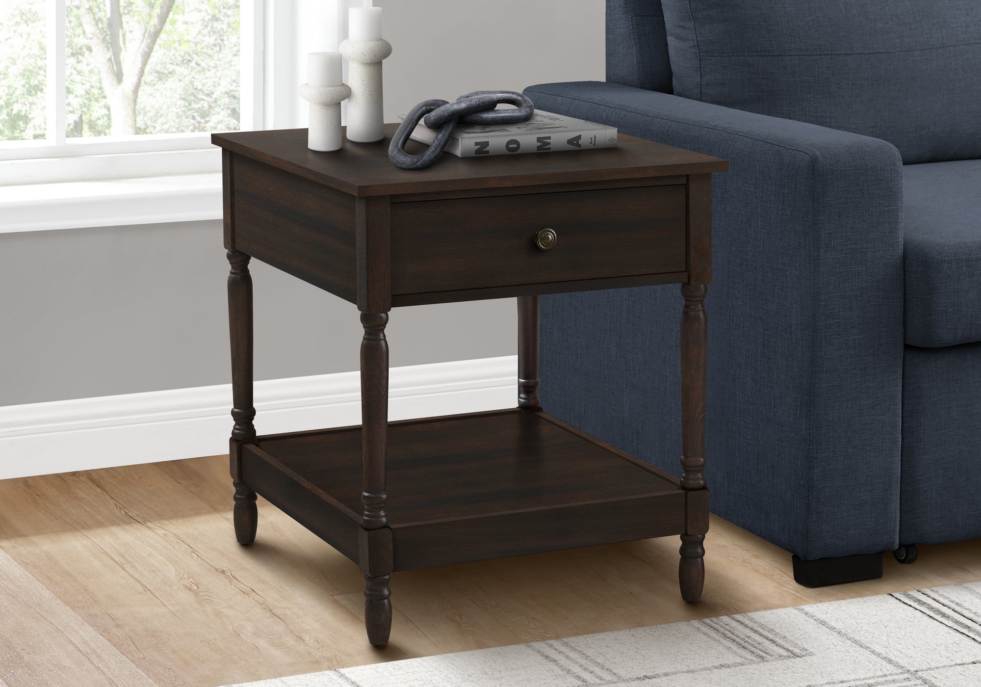 ACCENT TABLE - 25""H / DARK WALNUT VENEER END TABLE