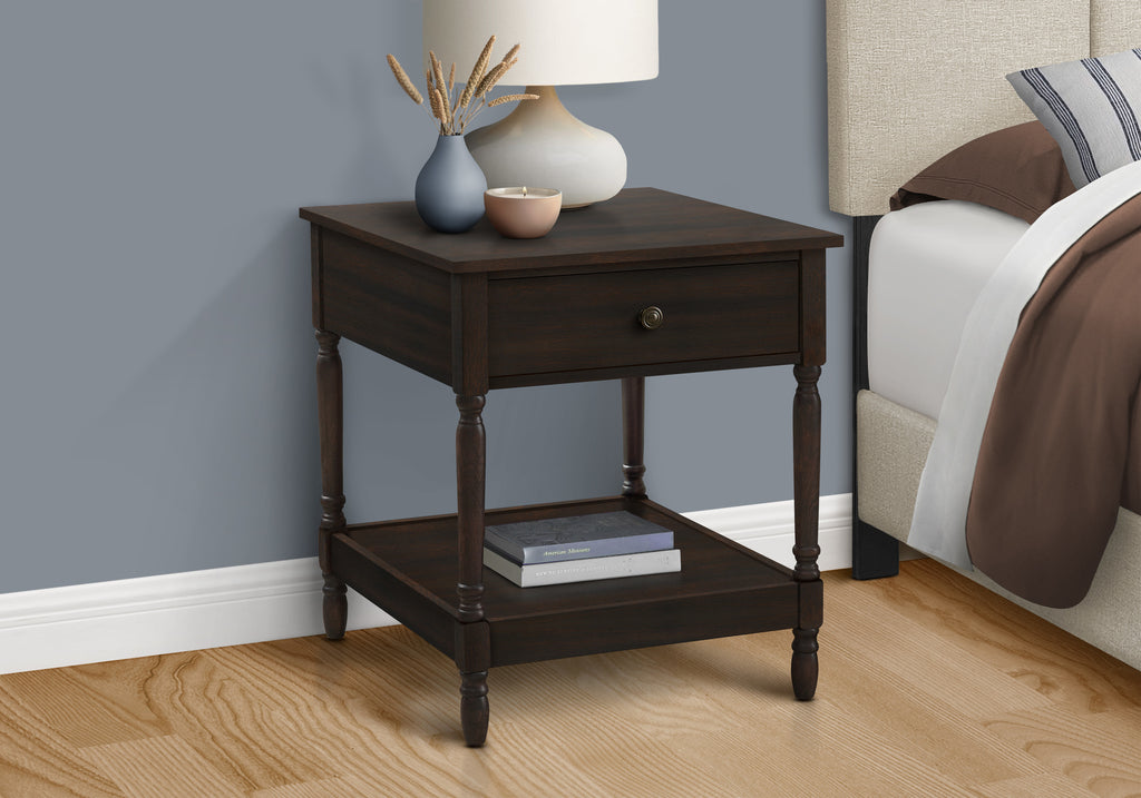 ACCENT TABLE - 25""H / DARK WALNUT VENEER END TABLE