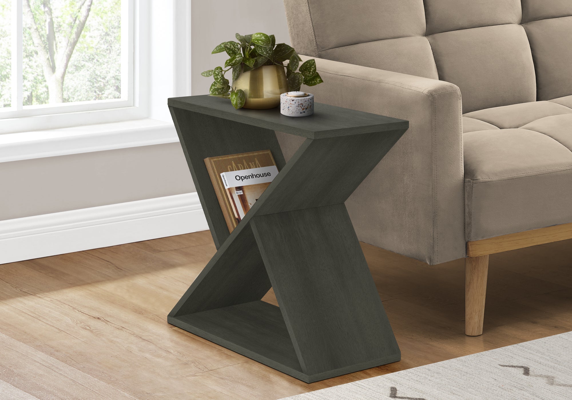 ACCENT TABLE - 24""H / DARK GREEN VENEER END TABLE