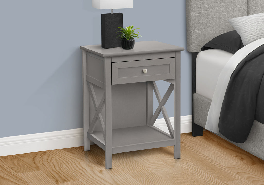 ACCENT TABLE - 25""H / ANTIQUE GREY VENEER END TABLE