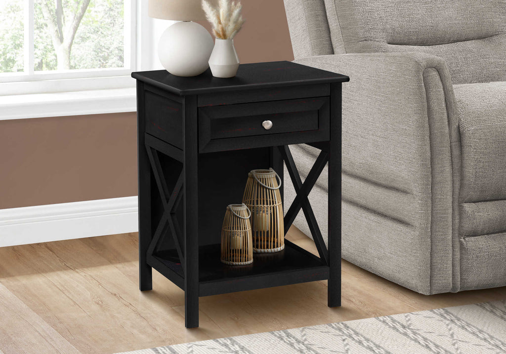 ACCENT TABLE - 25""H / BLACK VENEER END TABLE