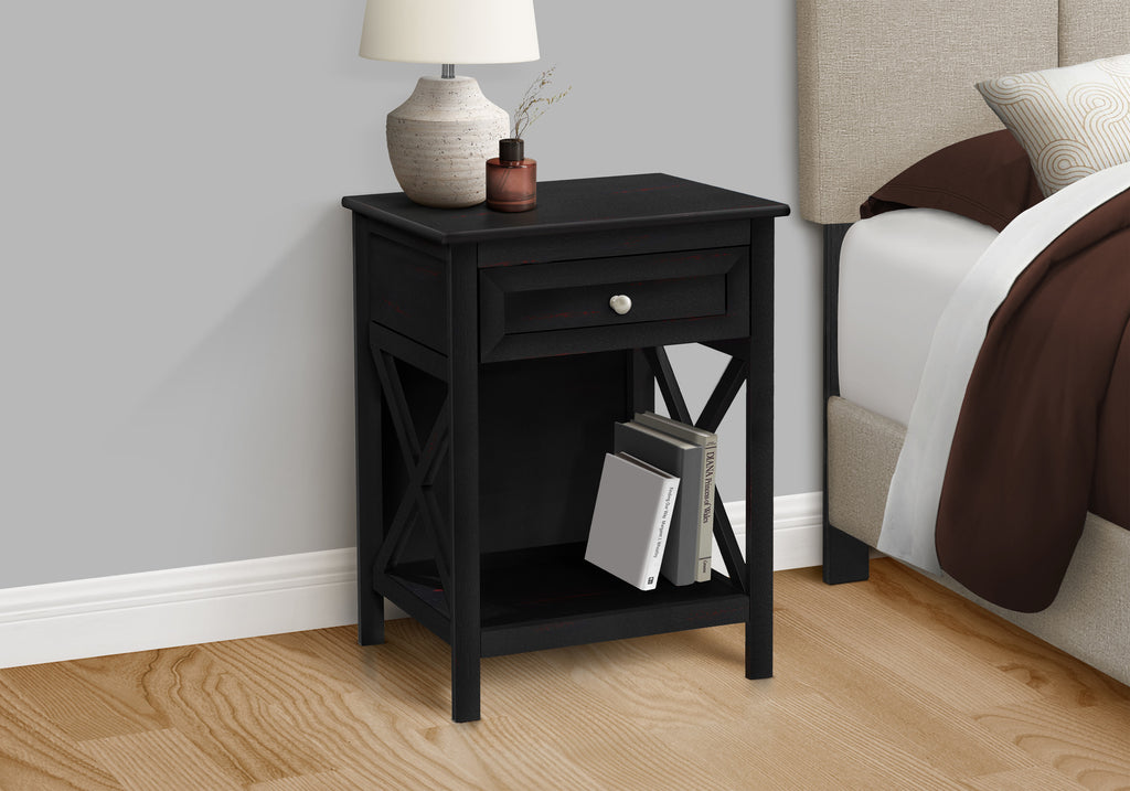 ACCENT TABLE - 25""H / BLACK VENEER END TABLE