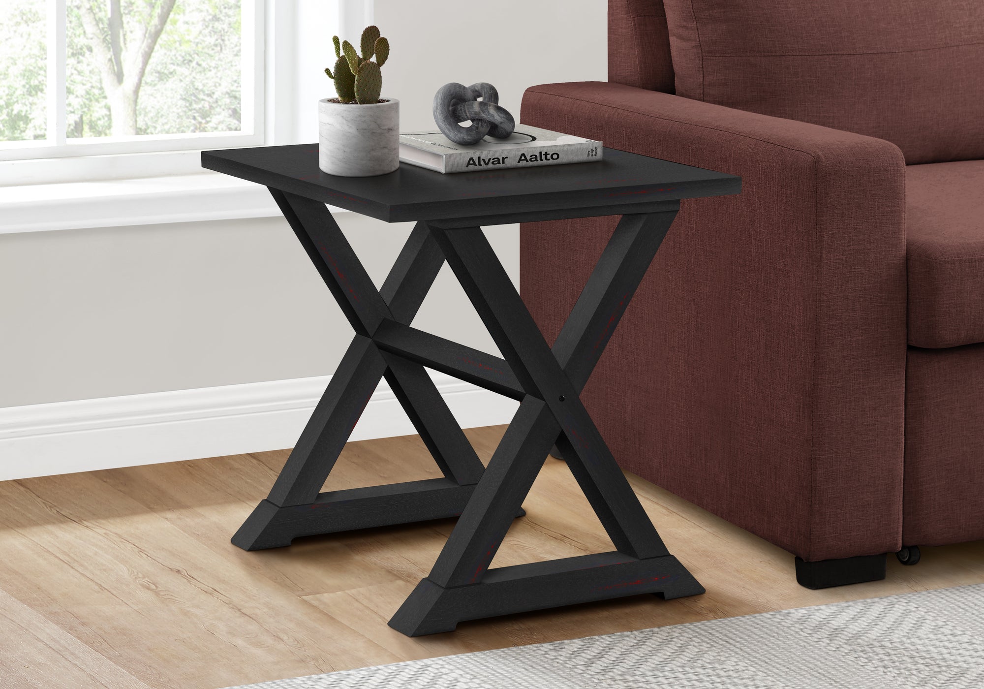 ACCENT TABLE - 24""H / BLACK VENEER END TABLE