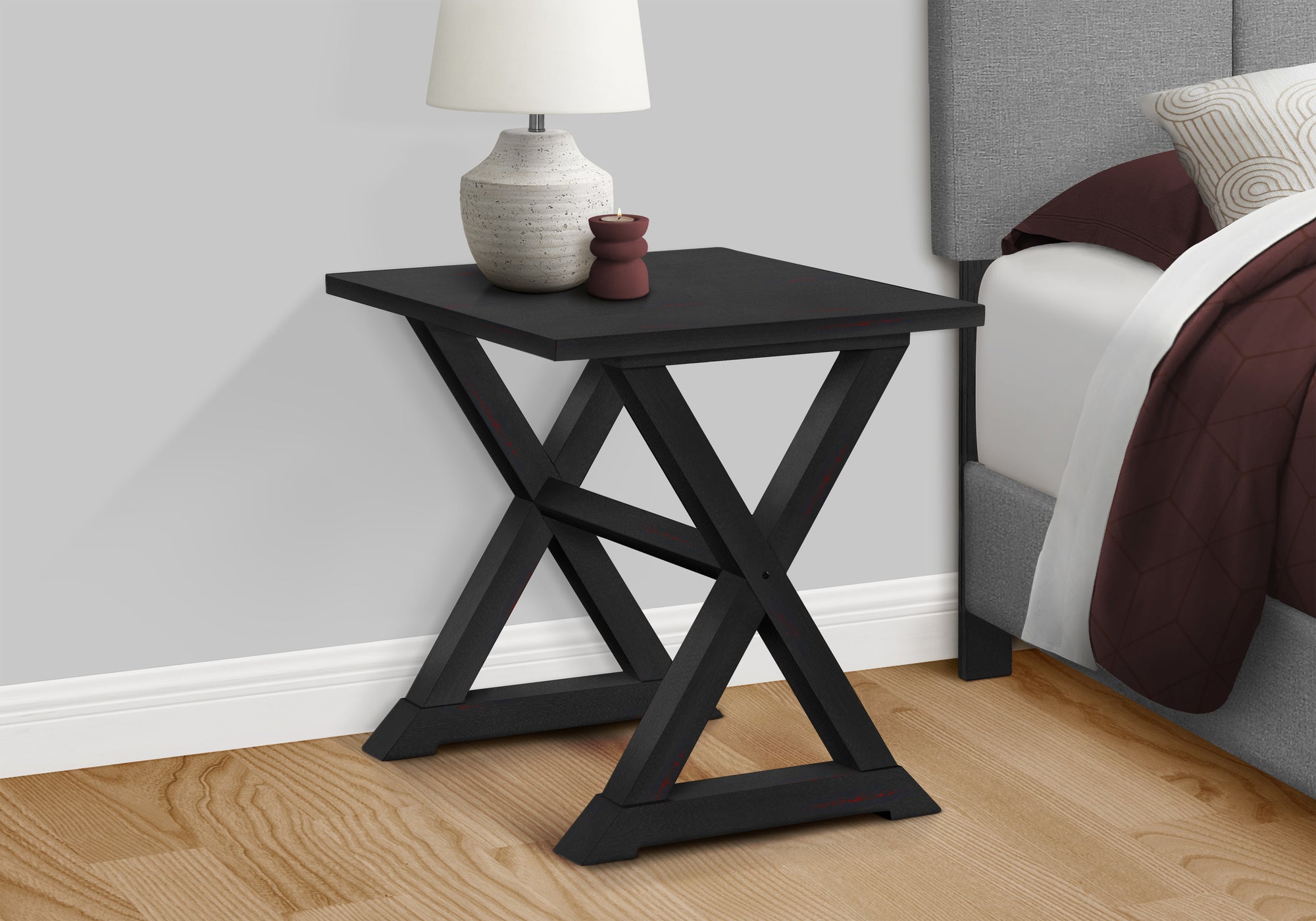 ACCENT TABLE - 24""H / BLACK VENEER END TABLE