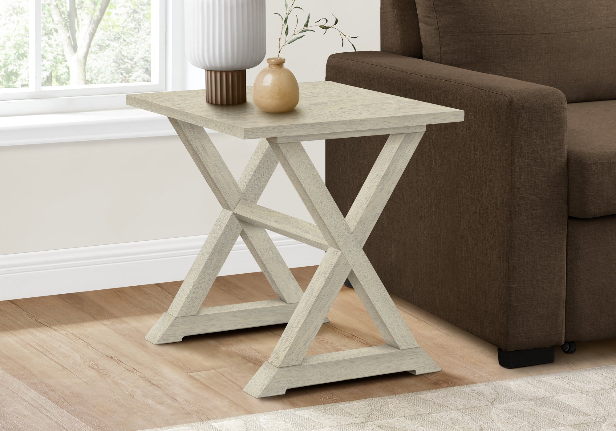 ACCENT TABLE - 24""H / ANTIQUE WHITE VENEER END TABLE
