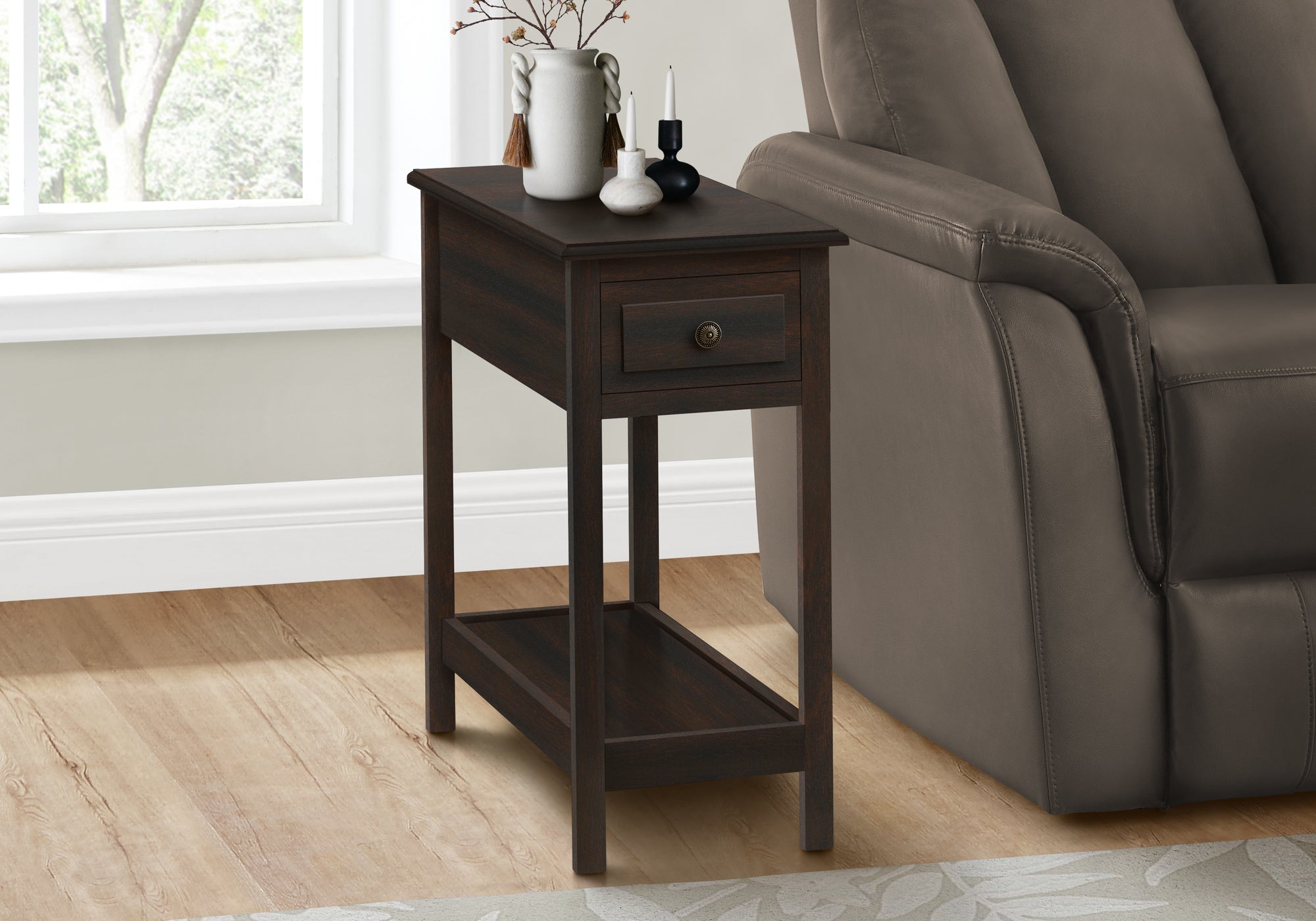 ACCENT TABLE - 25""H / DARK WALNUT VENEER END TABLE