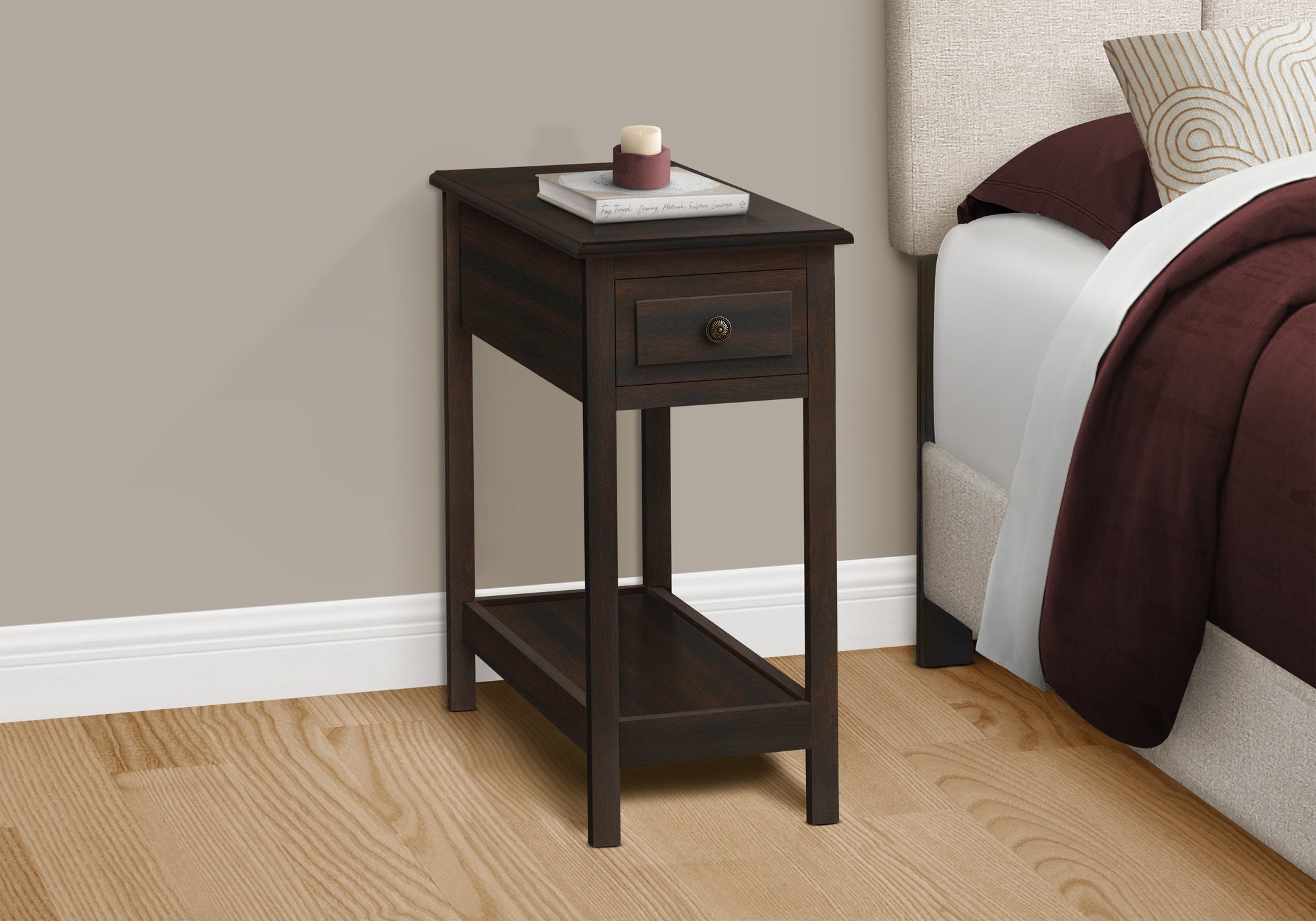 ACCENT TABLE - 25""H / DARK WALNUT VENEER END TABLE