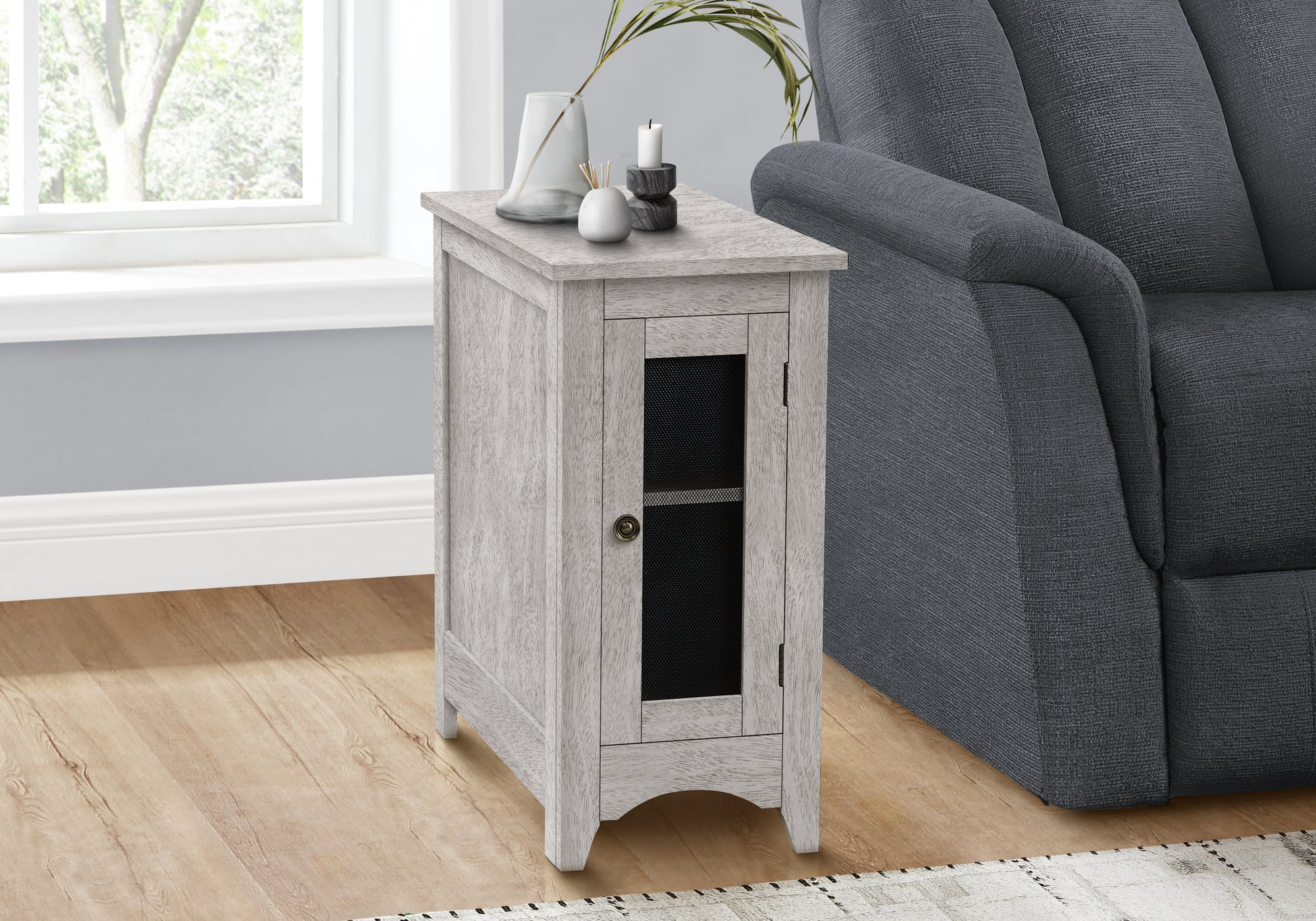 ACCENT TABLE - 24""H / WASHED GREY VENEER END TABLE