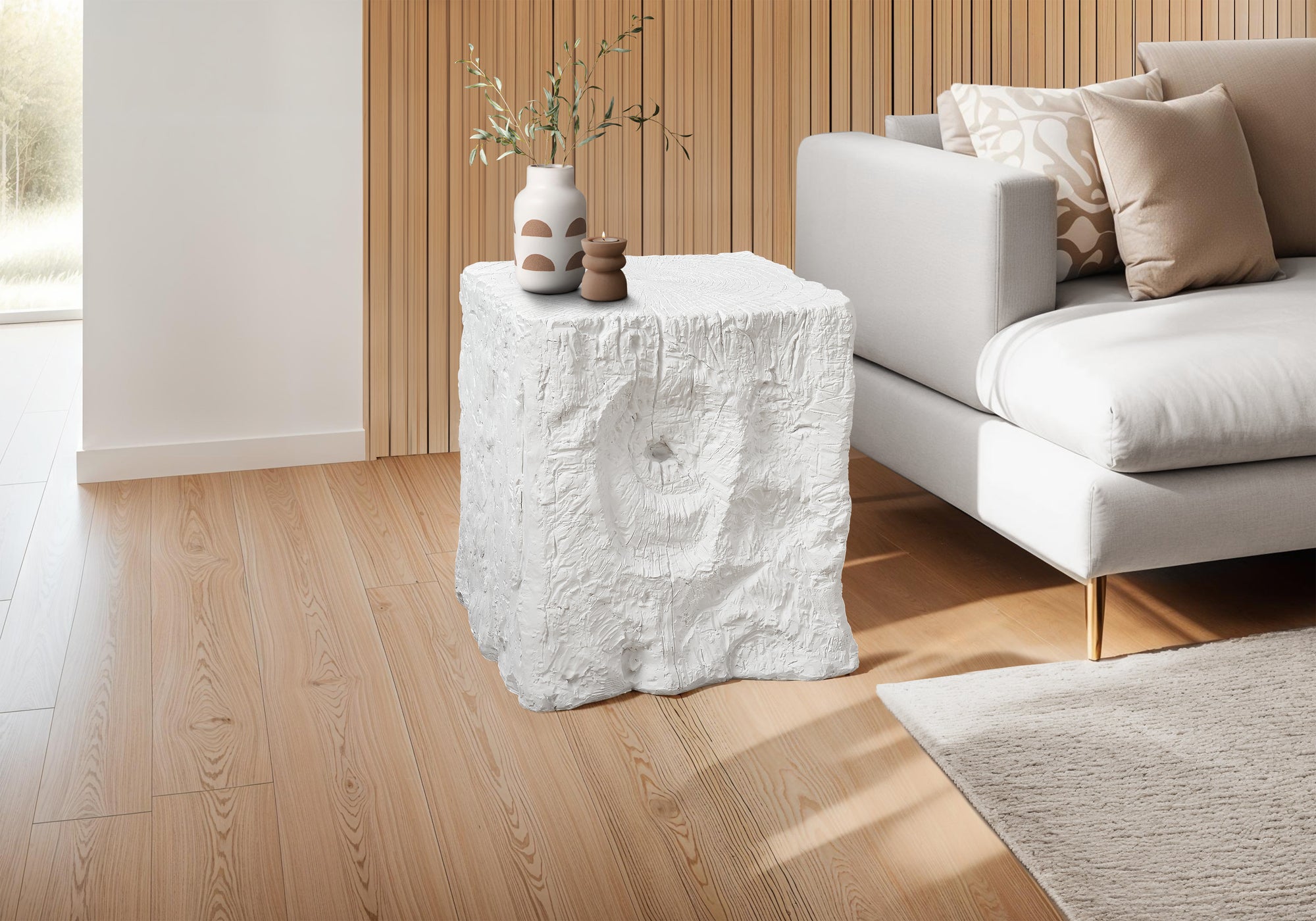 ACCENT TABLE - 25""H / WHITE INDOOR OR OUTDOOR