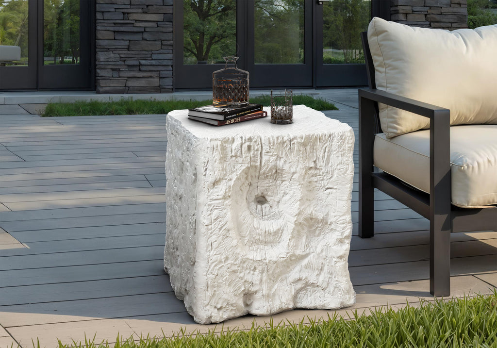 ACCENT TABLE - 25""H / WHITE INDOOR OR OUTDOOR