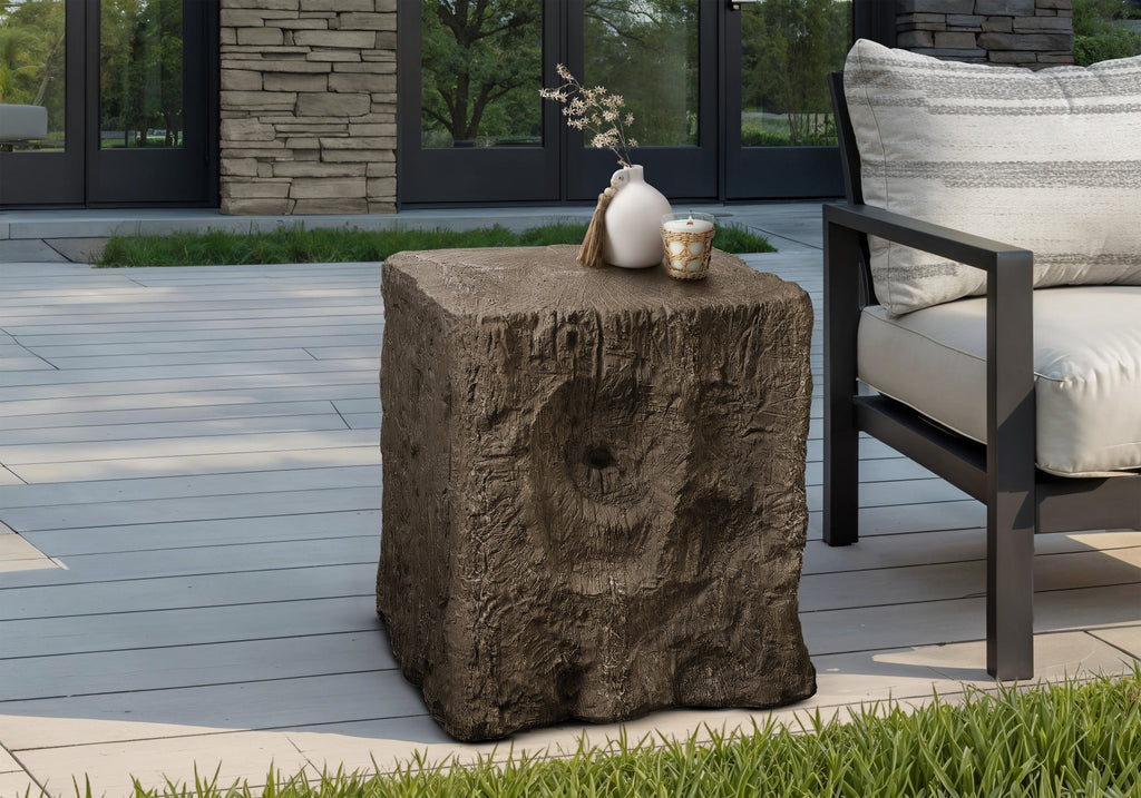 ACCENT TABLE - 25""H / WALNUT INDOOR OR OUTDOOR