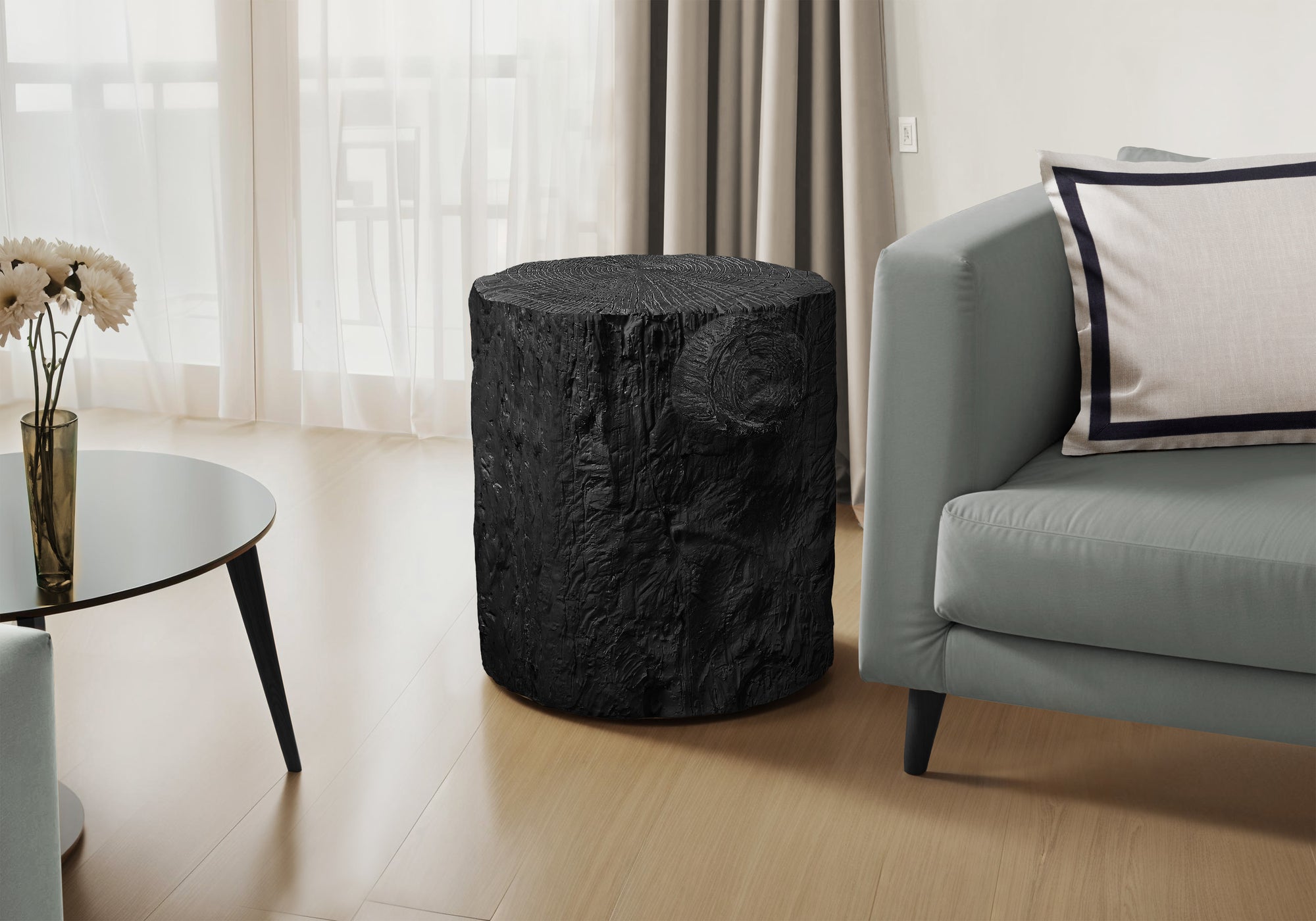 ACCENT TABLE - 25""H / BLACK INDOOR OR OUTDOOR