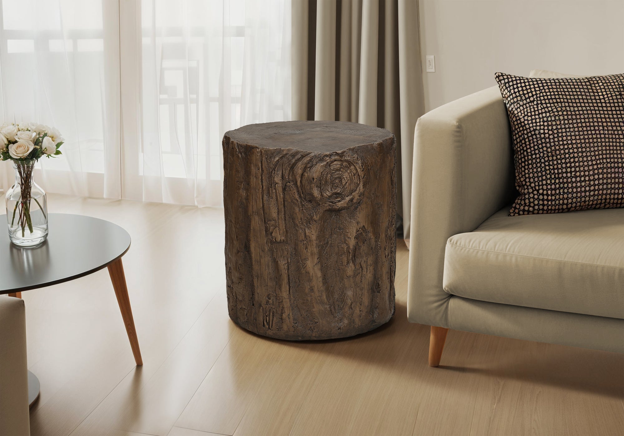 ACCENT TABLE - 25""H / WALNUT INDOOR OR OUTDOOR