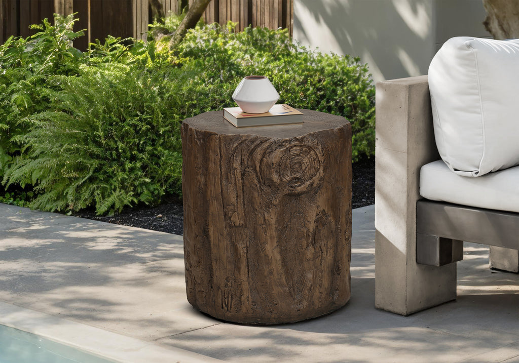 ACCENT TABLE - 25""H / WALNUT INDOOR OR OUTDOOR