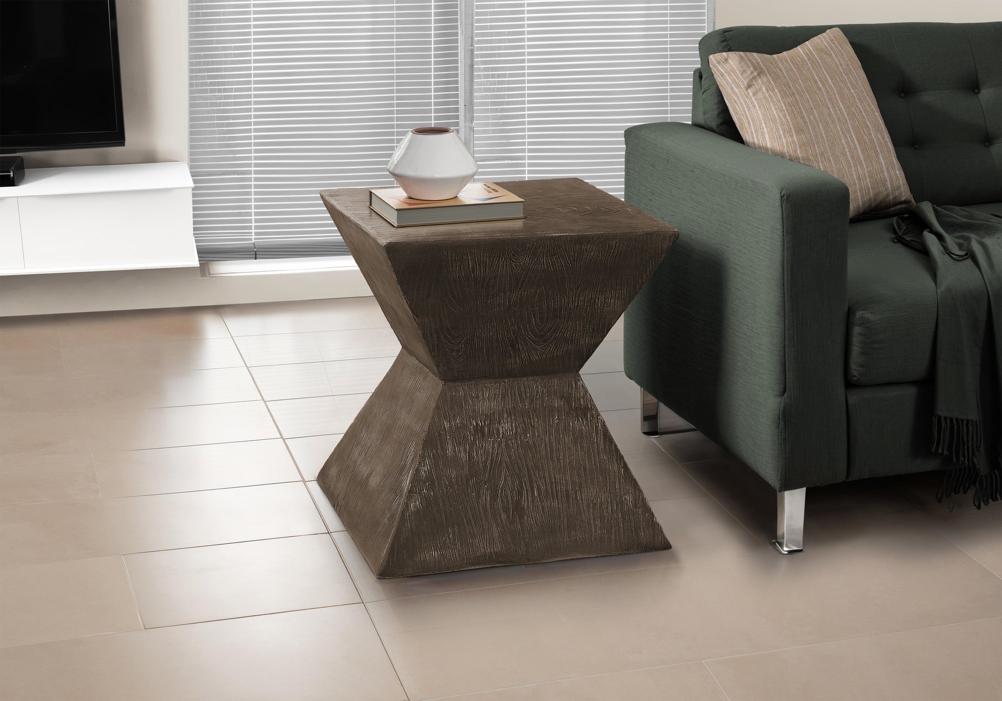 ACCENT TABLE - 25""H / WALNUT INDOOR OR OUTDOOR