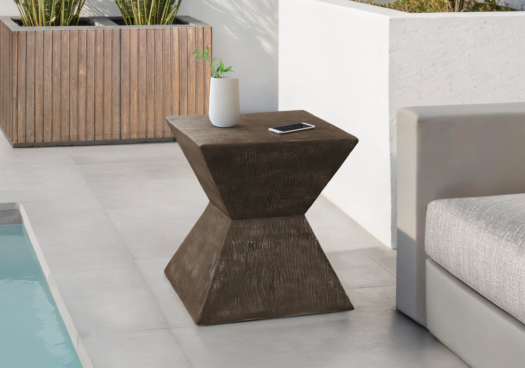 ACCENT TABLE - 25""H / WALNUT INDOOR OR OUTDOOR