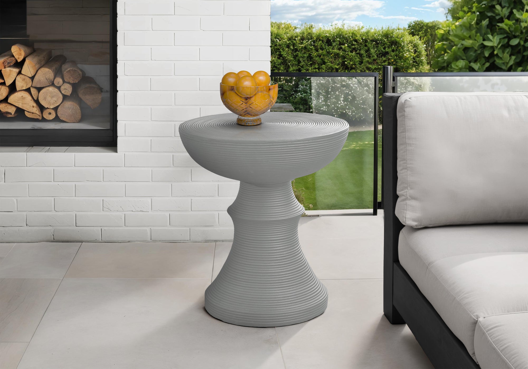 ACCENT TABLE - 25""H / GREY INDOOR OR OUTDOOR