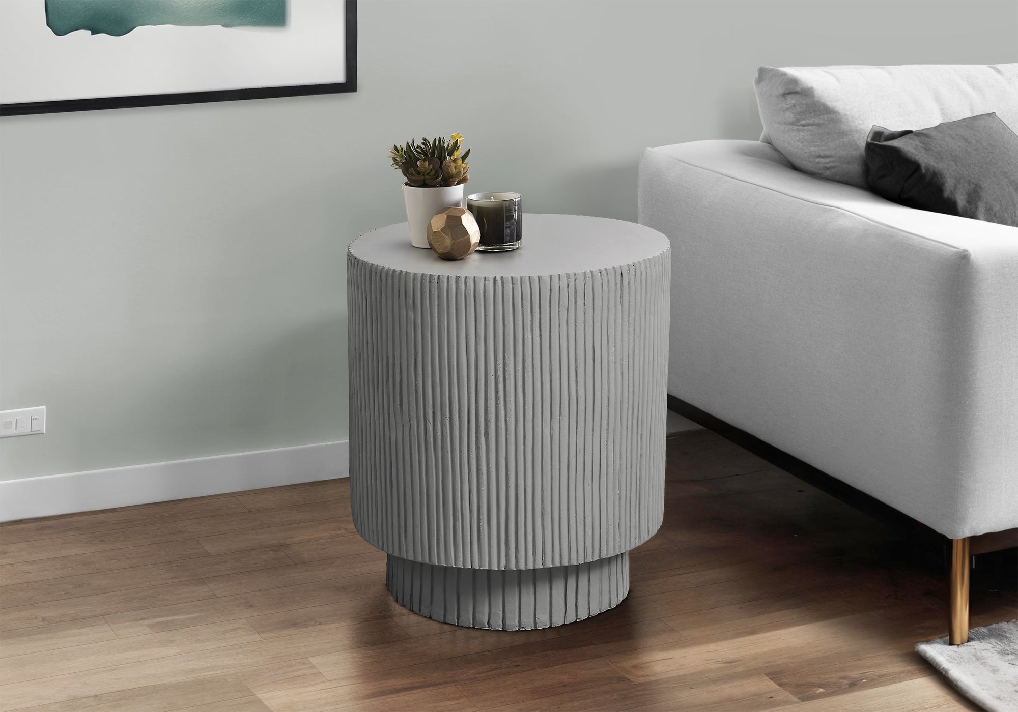 ACCENT TABLE - 25""H / GREY INDOOR OR OUTDOOR