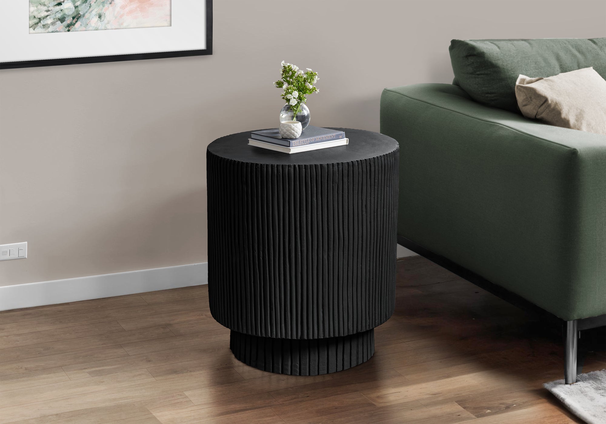 ACCENT TABLE - 25""H / BLACK INDOOR OR OUTDOOR