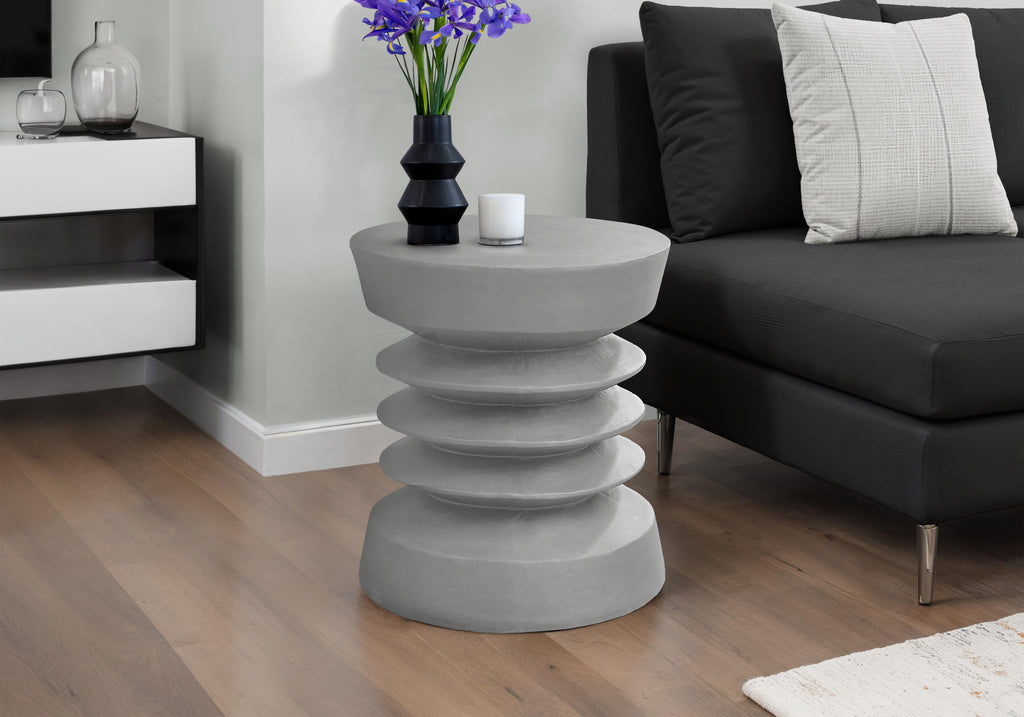 ACCENT TABLE - 25""H / GREY INDOOR OR OUTDOOR