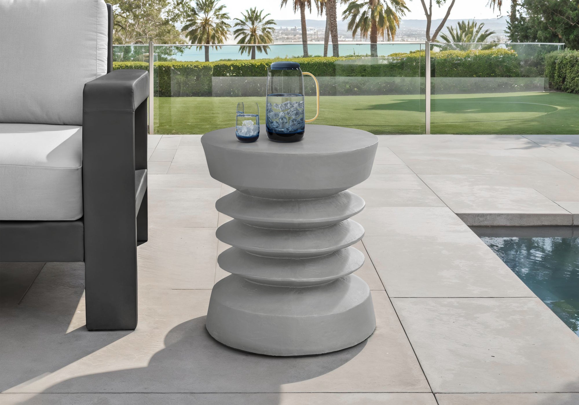 ACCENT TABLE - 25""H / GREY INDOOR OR OUTDOOR