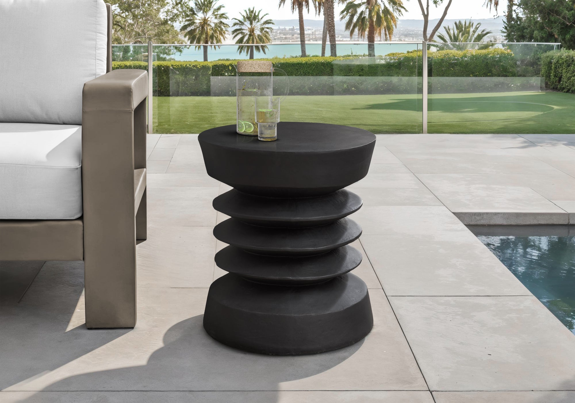 ACCENT TABLE - 25""H / BLACK INDOOR OR OUTDOOR