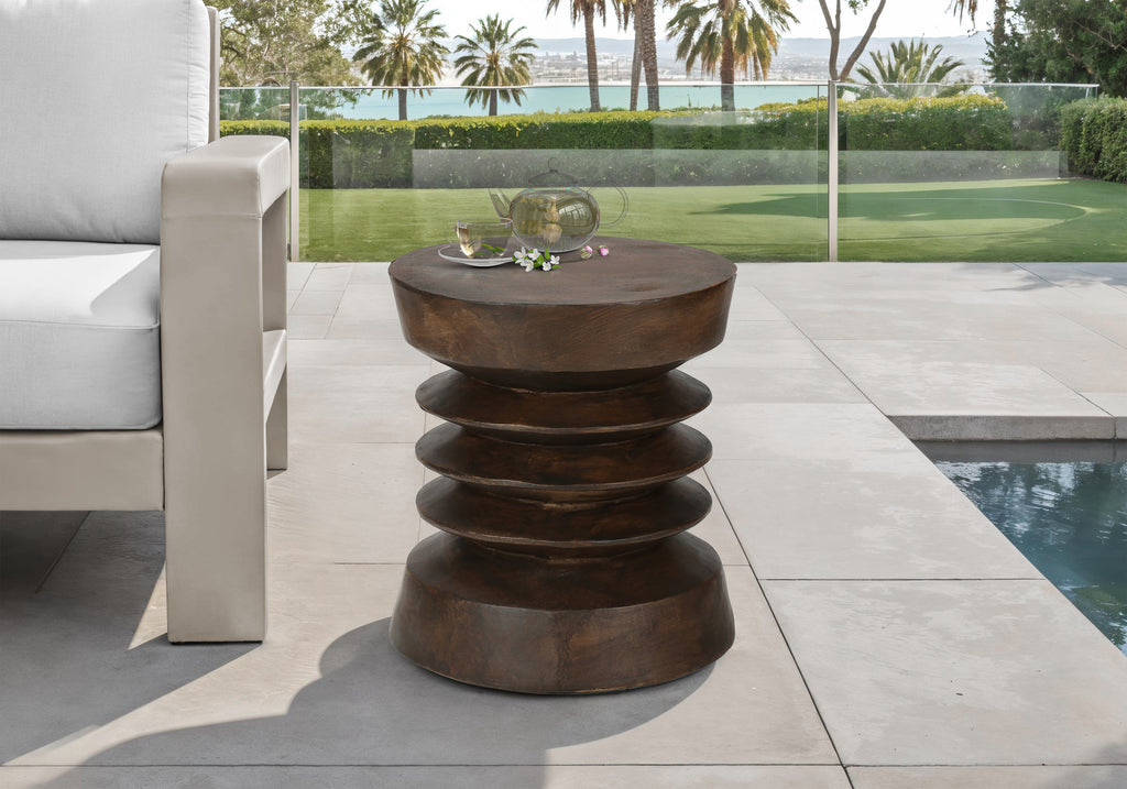 ACCENT TABLE - 25""H / WALNUT INDOOR OR OUTDOOR