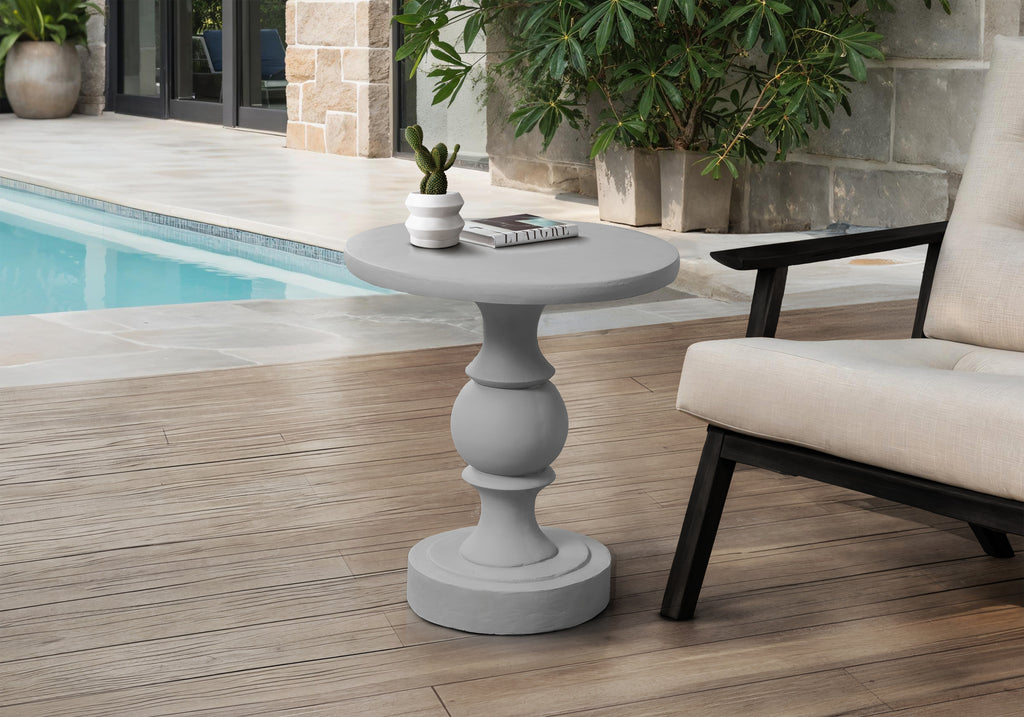 ACCENT TABLE - 25""H / GREY INDOOR OR OUTDOOR