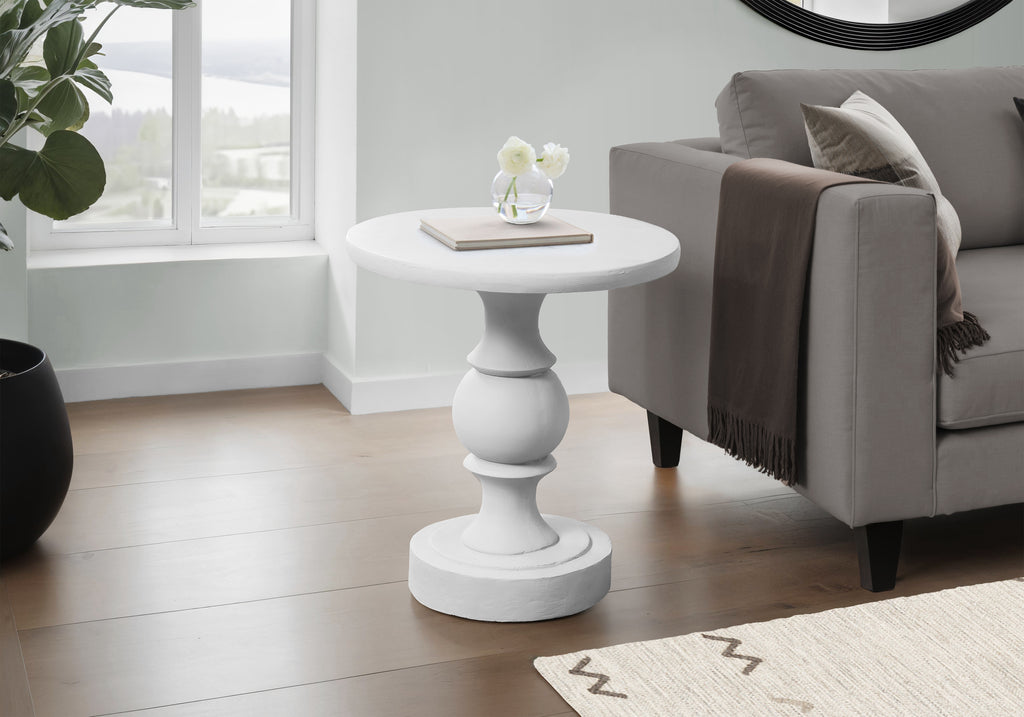 ACCENT TABLE - 25""H / WHITE INDOOR OR OUTDOOR