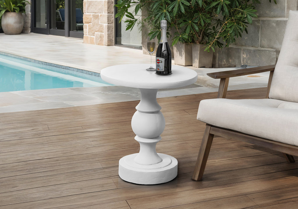 ACCENT TABLE - 25""H / WHITE INDOOR OR OUTDOOR
