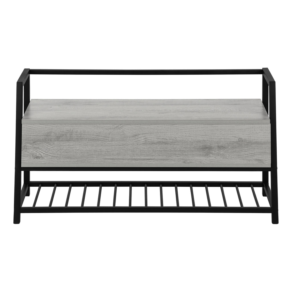 BENCH - 42""L / GREY STORAGE / BLACK METAL