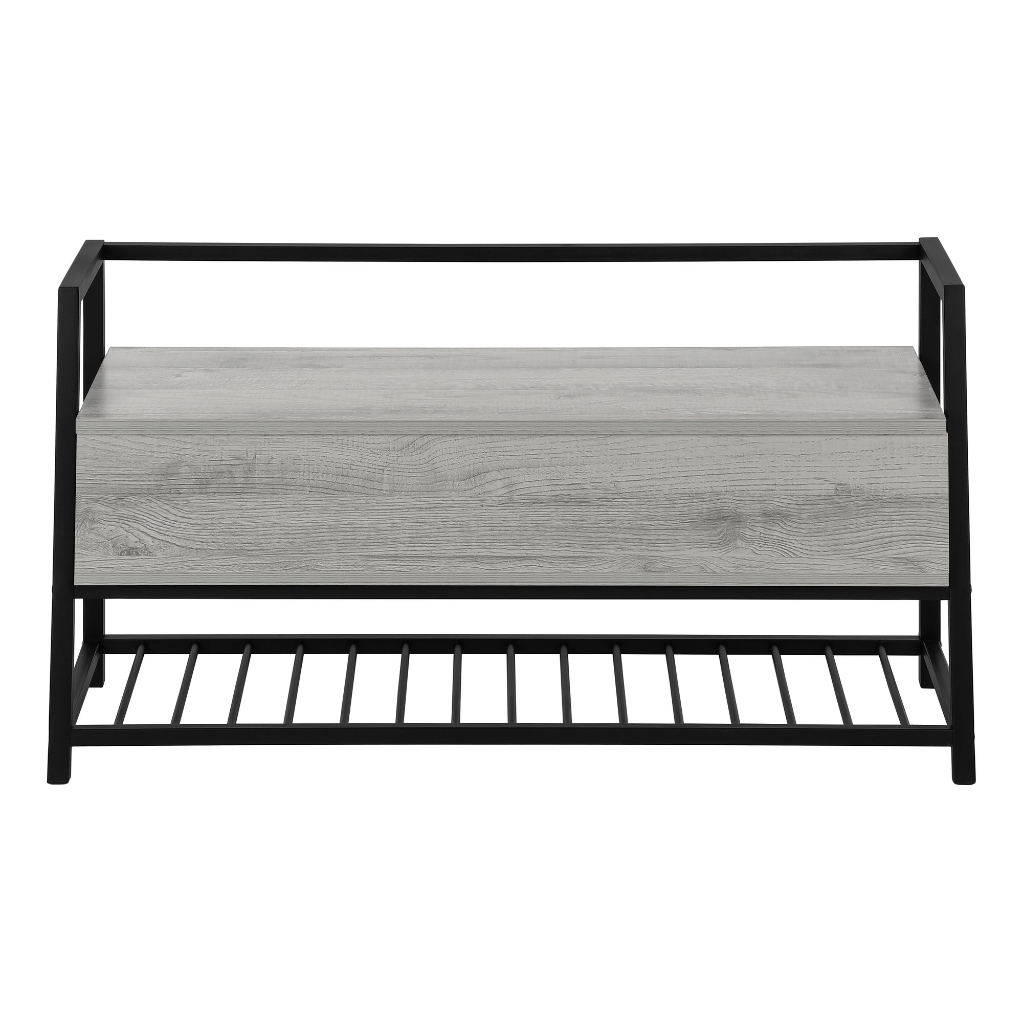BENCH - 42""L / GREY STORAGE / BLACK METAL