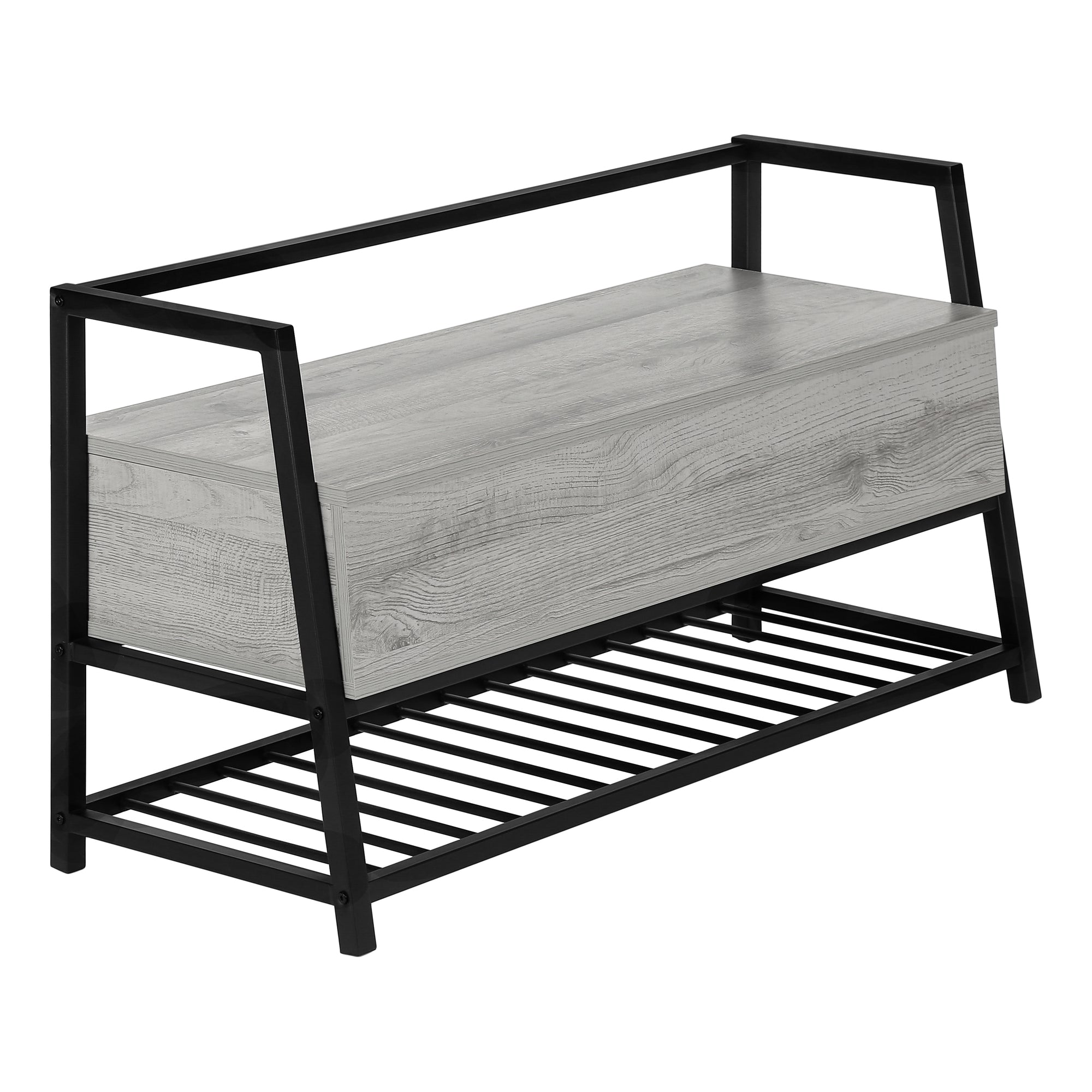 BENCH - 42""L / GREY STORAGE / BLACK METAL