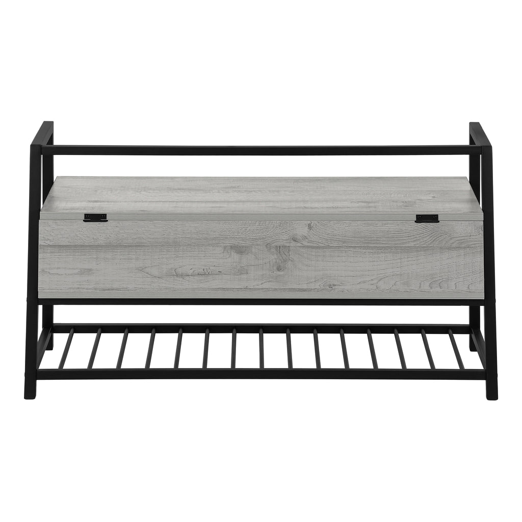 BENCH - 42""L / GREY STORAGE / BLACK METAL