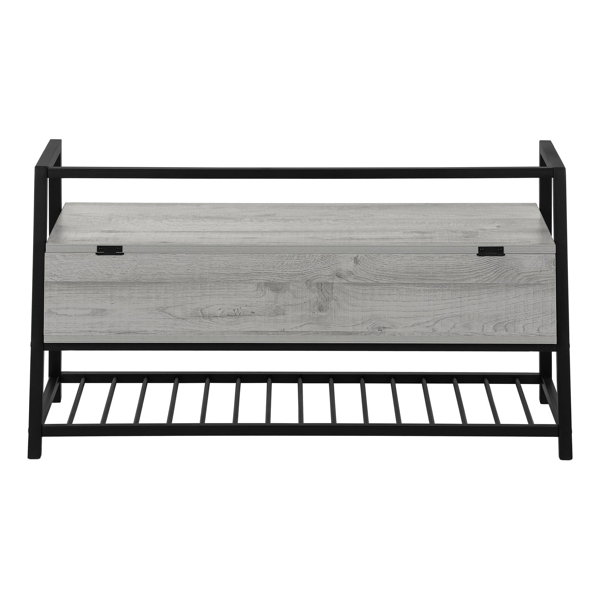 BENCH - 42""L / GREY STORAGE / BLACK METAL