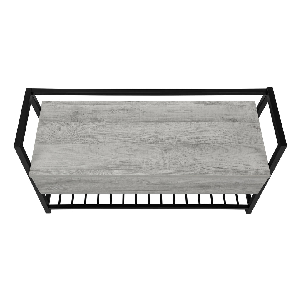 BENCH - 42""L / GREY STORAGE / BLACK METAL