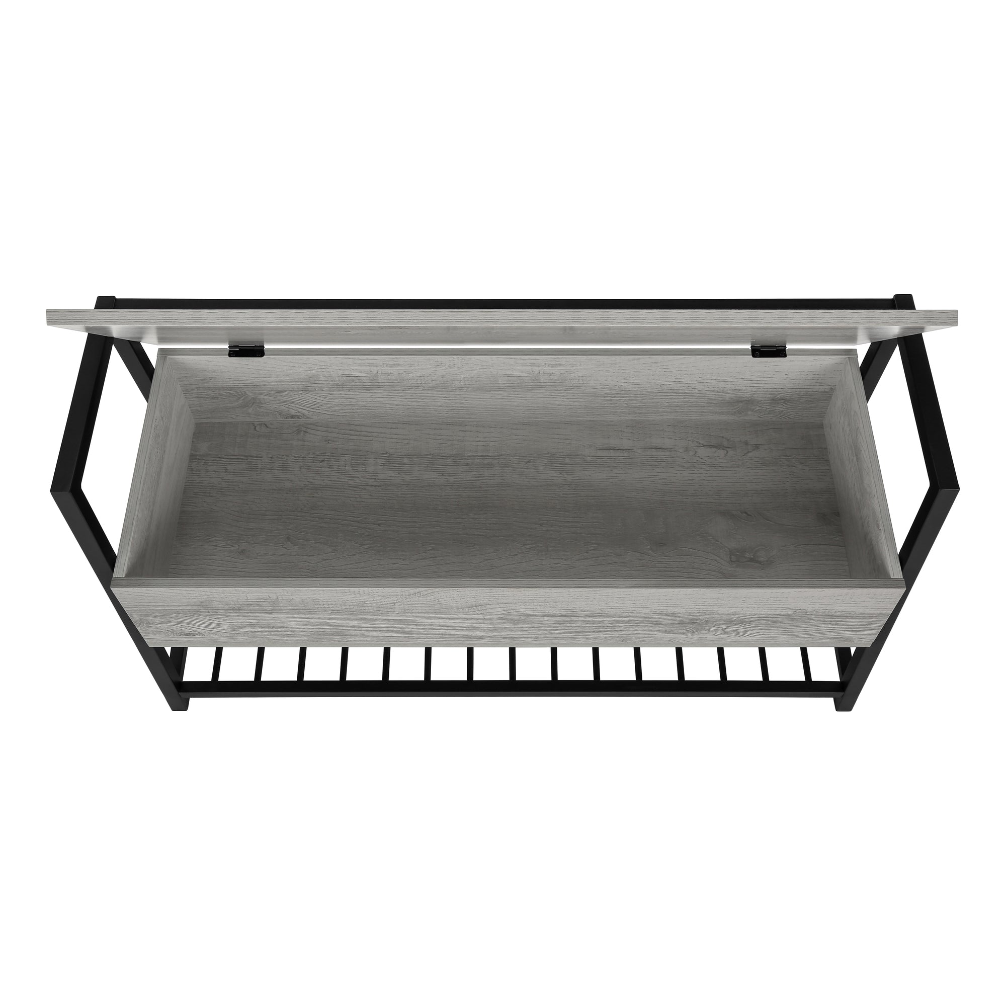 BENCH - 42""L / GREY STORAGE / BLACK METAL